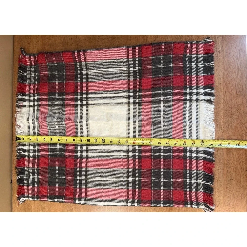 Pottery Barn Red Plaid Fringed Pillow Cover 4110743 Tartan Holiday Decor 20x25